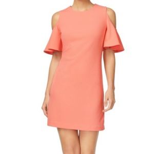 Calvin Klein Womens Shoulder Ruffle Cocktail Dress